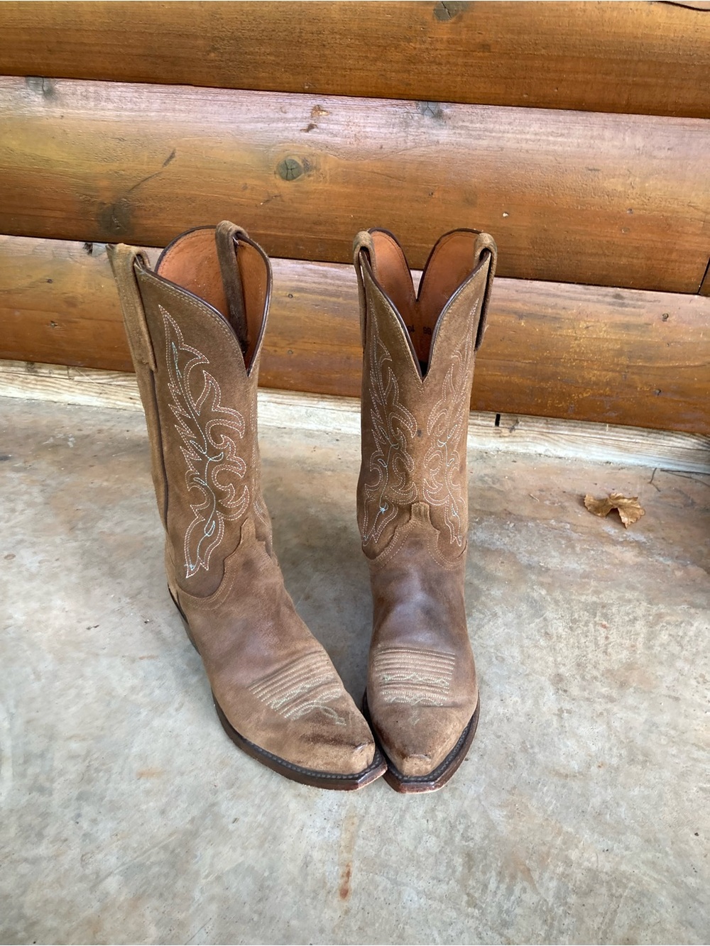 Lucchese | Suede Cowboy Boots - Picture 5 of 9